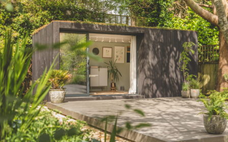 Little Green Room in burnt cedar with the decking infront.