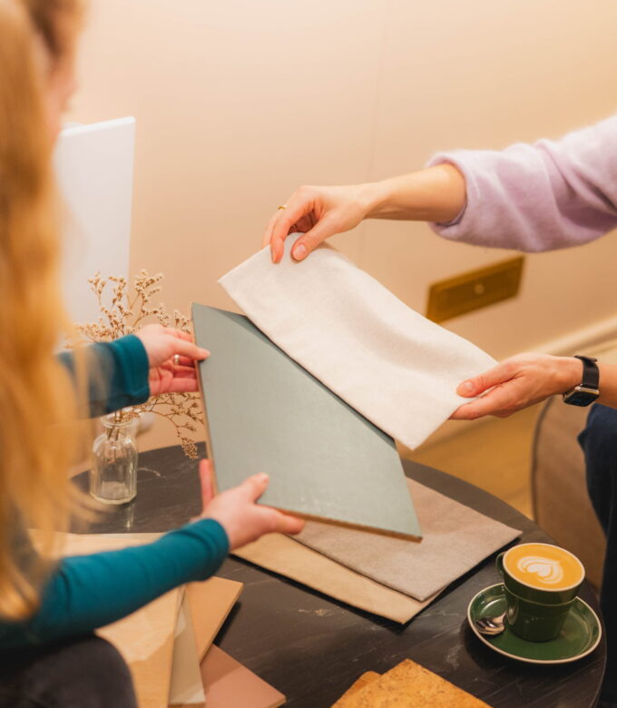 Choosing finishes in a showroom visit