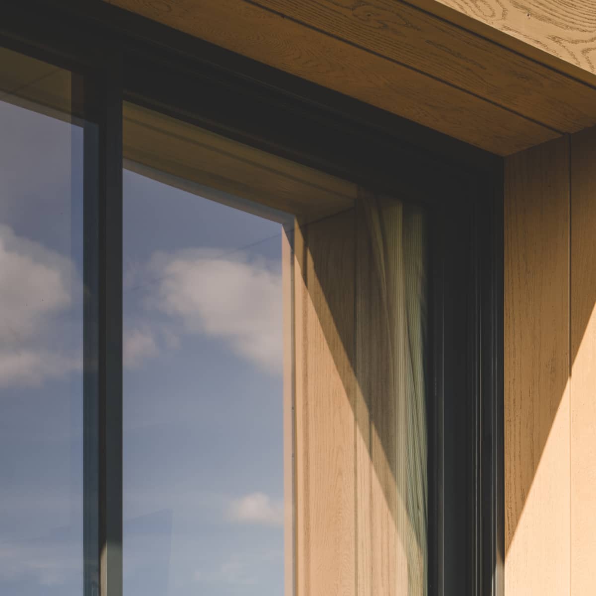 Close up of sliding door glass and surround.