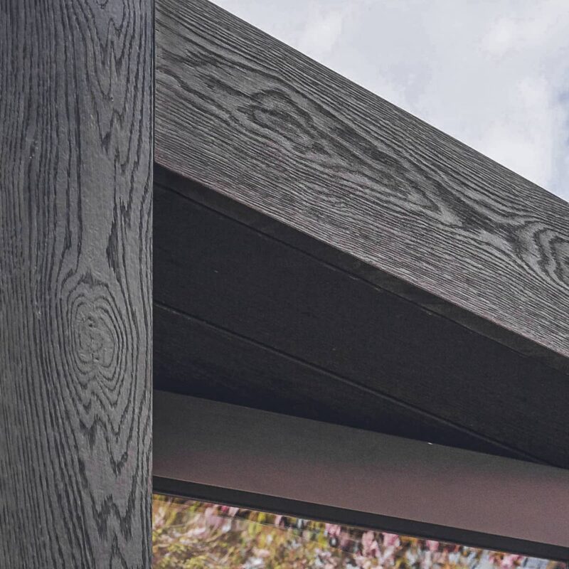 Close up of Little Green Room in burnt cedar.