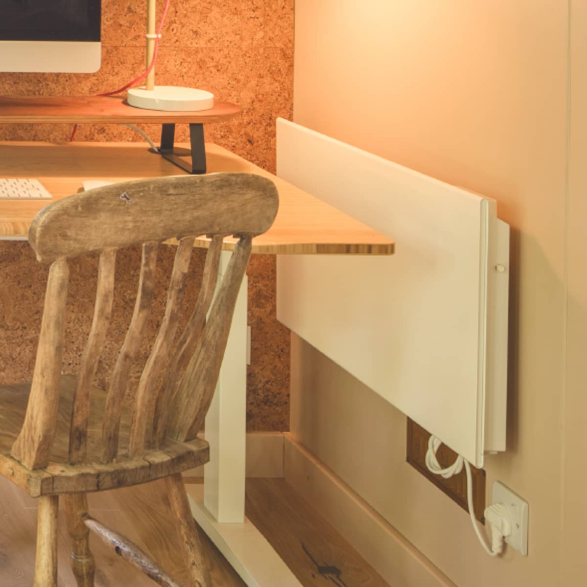 Radiator interior with desk set up in Little Green Room.