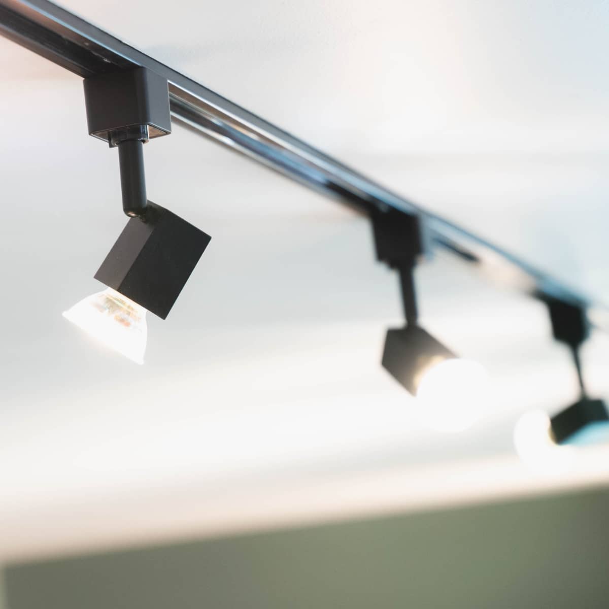 Black track lighting.