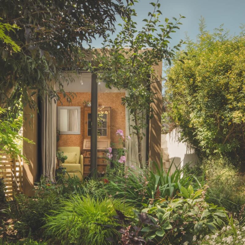 Little Green Room surrounded by greenery