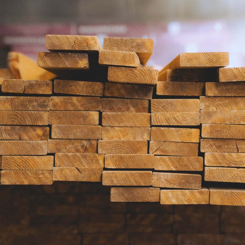 Timber stacked in the workshop
