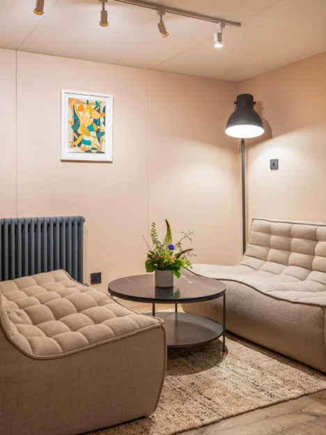 Interior of the design room at the Little Green Room showroom