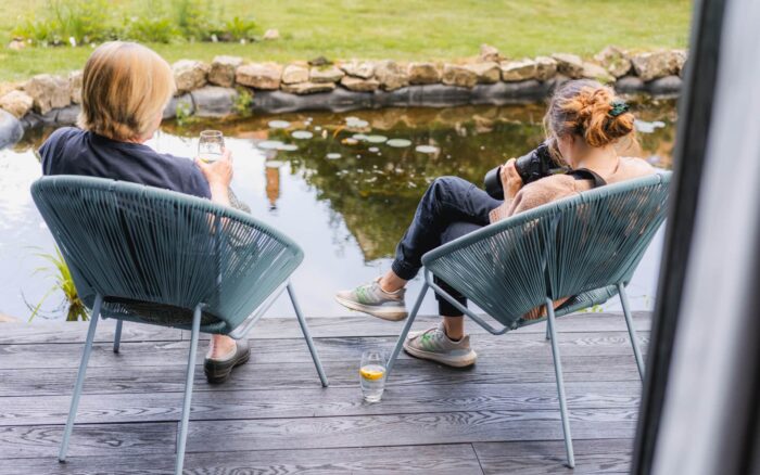 Relaxing on the decking