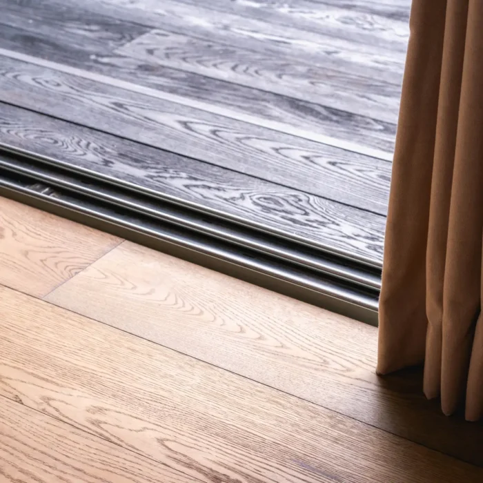 Oak floor and burnt cedar decking
